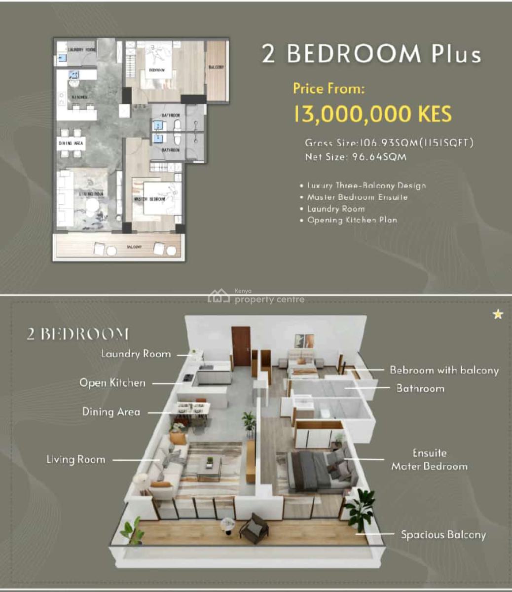 Three Bedroom  Plus Dsq Apartments, Brookside Grove, Westlands, Nairobi, Apartment for Sale