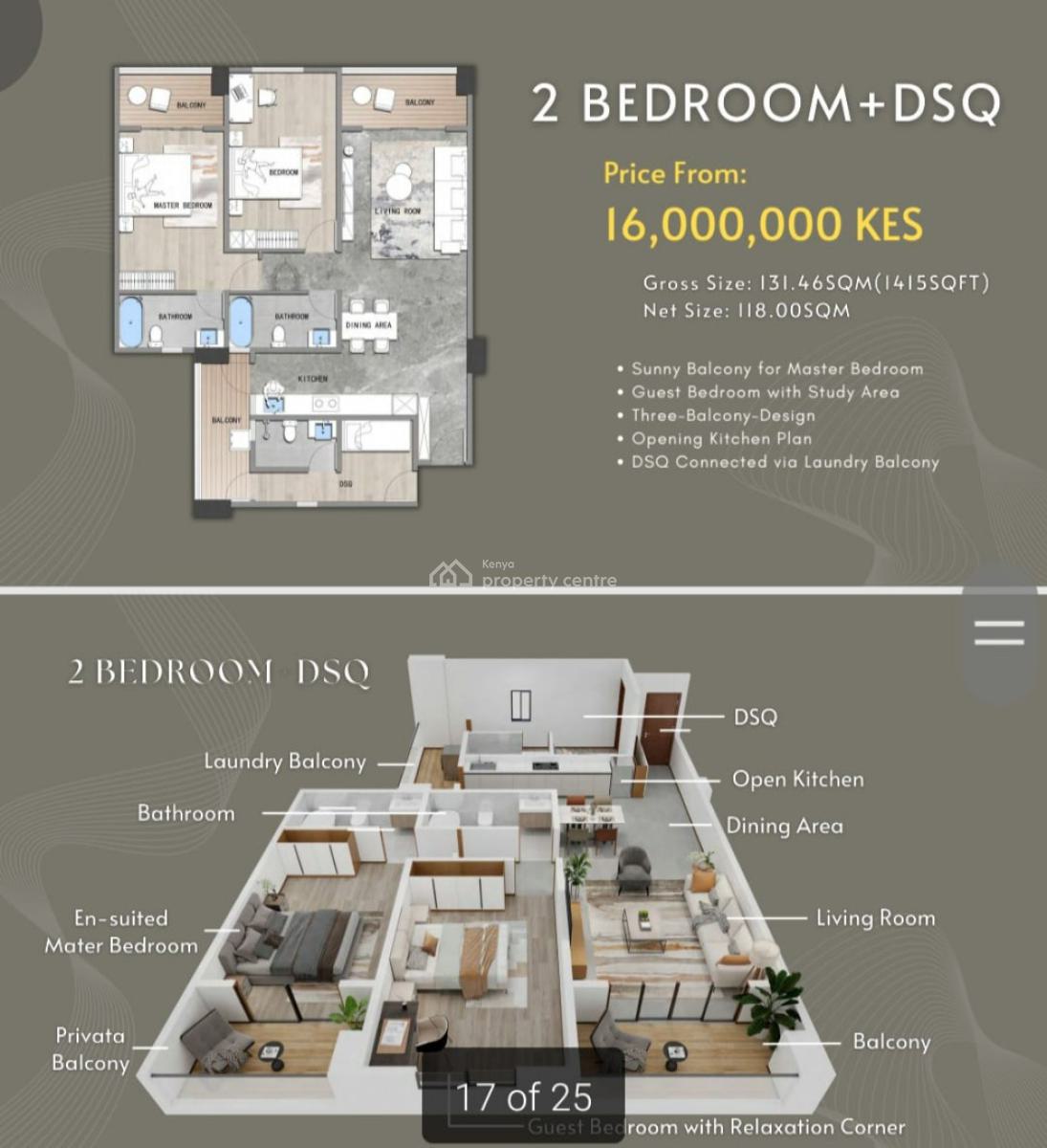 Three Bedroom  Plus Dsq Apartments, Brookside Grove, Westlands, Nairobi, Apartment for Sale