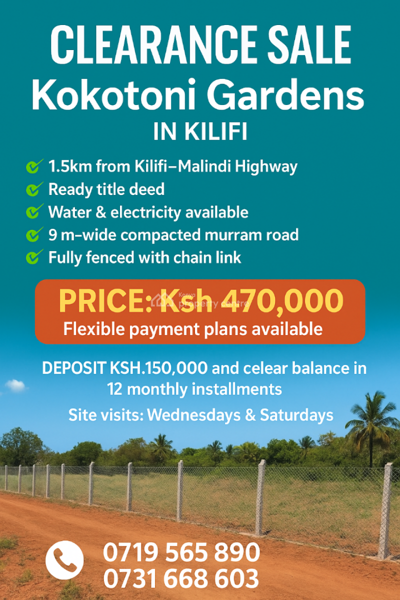 Kokotoni Gardens in Kilifi, Kokotoni Gardens in Kilifi, Bamba, Kilifi, Residential Land for Sale