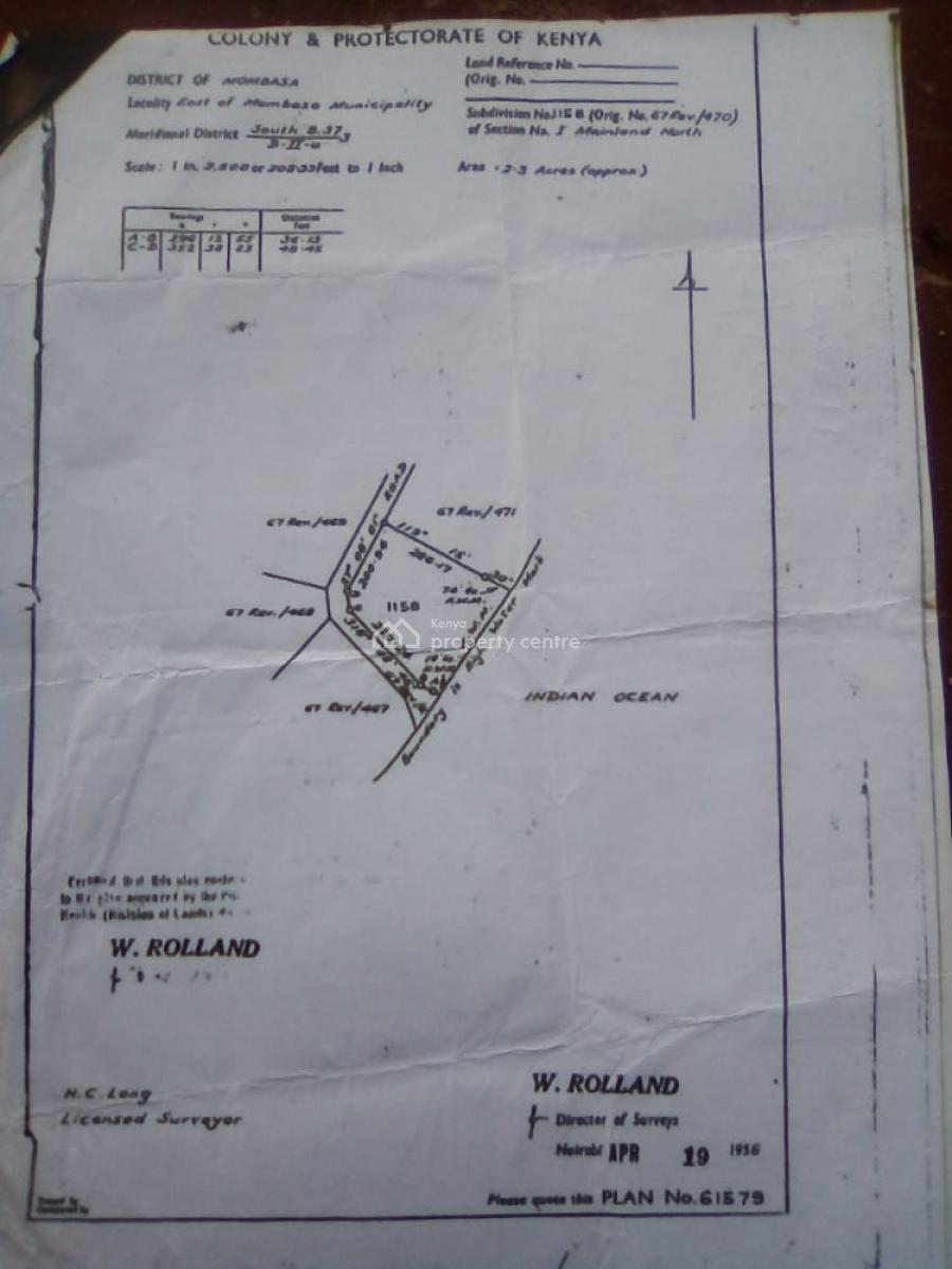 2 Beach Plots 2.3 Acre at Nyali Beach 480m;4 Acres Is Kshs. 780m, Nyali Mombasa, Nyali, Mombasa, Mixed-use Land for Sale