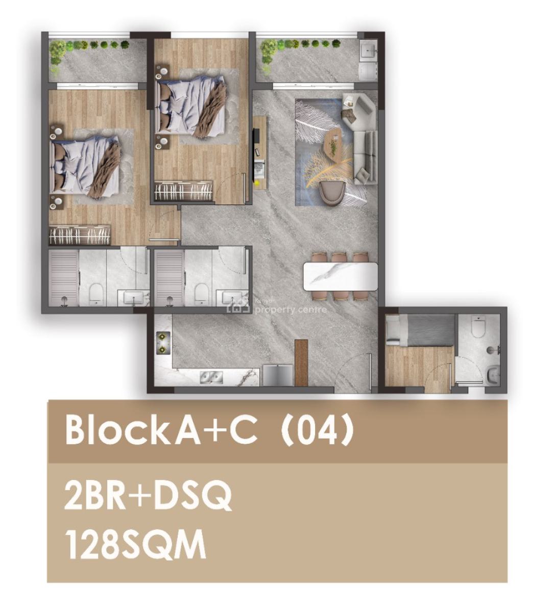 1, 2 & 3 Bedroom Apartment with Dsq in Kilimani, Kilimani, Nairobi, Apartment for Sale