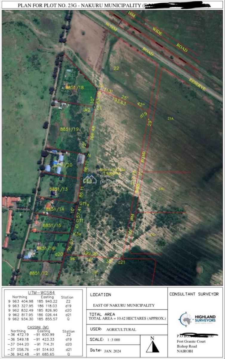 -plot No23g Is 25acres Next to Kiungururia Sch  Kshs 12m an Acre (300m, Nakuru Kiungururia, Nakuru East, Nakuru, Mixed-use Land for Sale