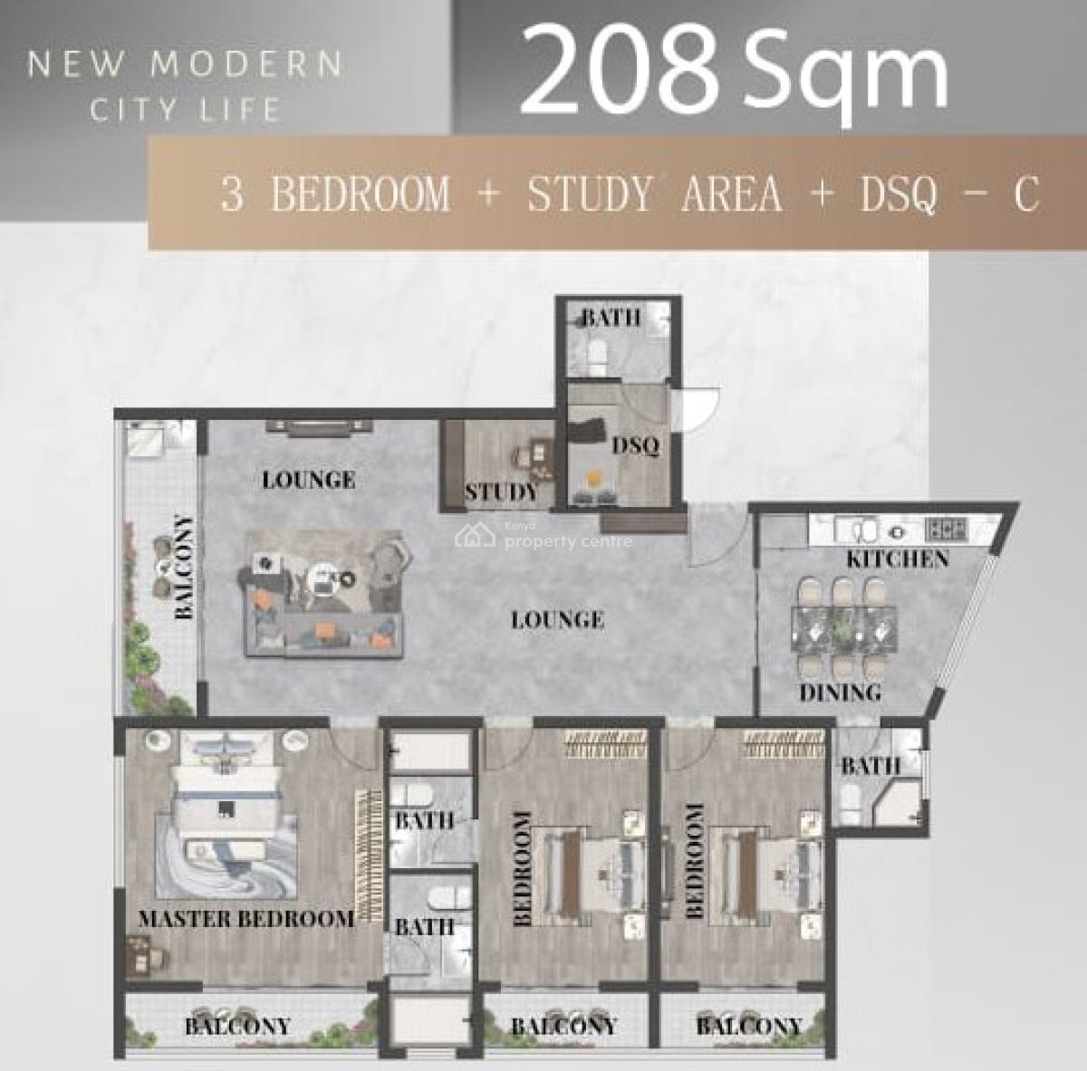 on Going Project 3 Bedroom All Ensuite Plus Dsq with 4 Balconies, Gatundu Road, Kileleshwa, Nairobi, Apartment for Sale