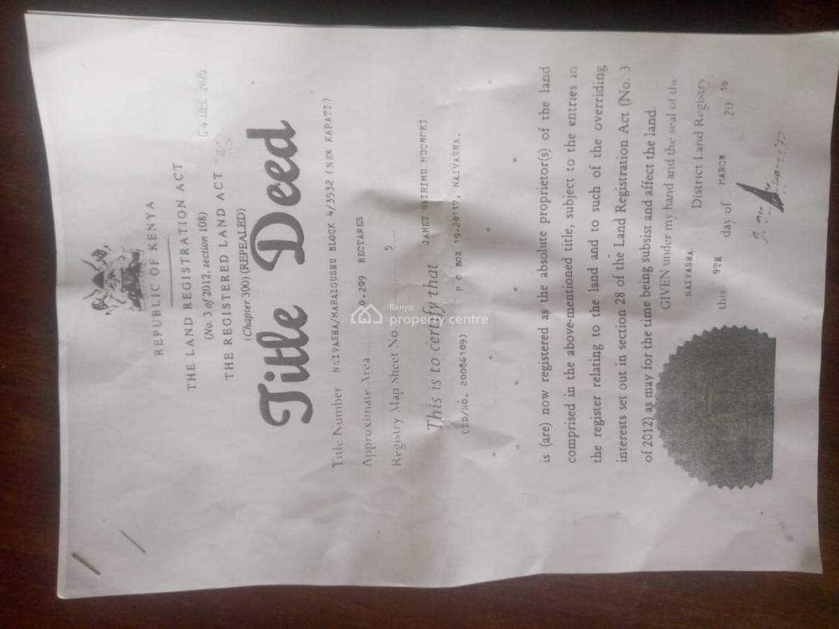 1/2 an Acre Naivasha  Ready Title Deed Price 1.8m 0718920450, Naivasha, Naivasha East, Nakuru, Mixed-use Land for Sale