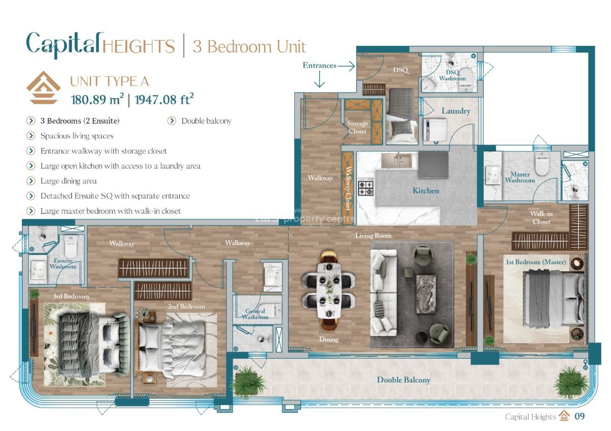 Capital Heights 2 Bedroom + Dsq Apartment in Westlands, Nairobi, Westlands, Westlands, Nairobi, Apartment for Sale