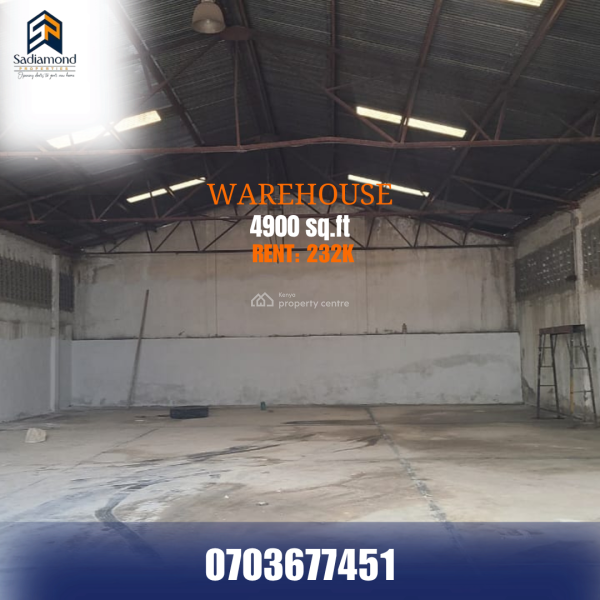 4,900 Sq Ft Warehouse in Embakasi, Embakasi, Embakasi, Nairobi, Warehouse for Rent