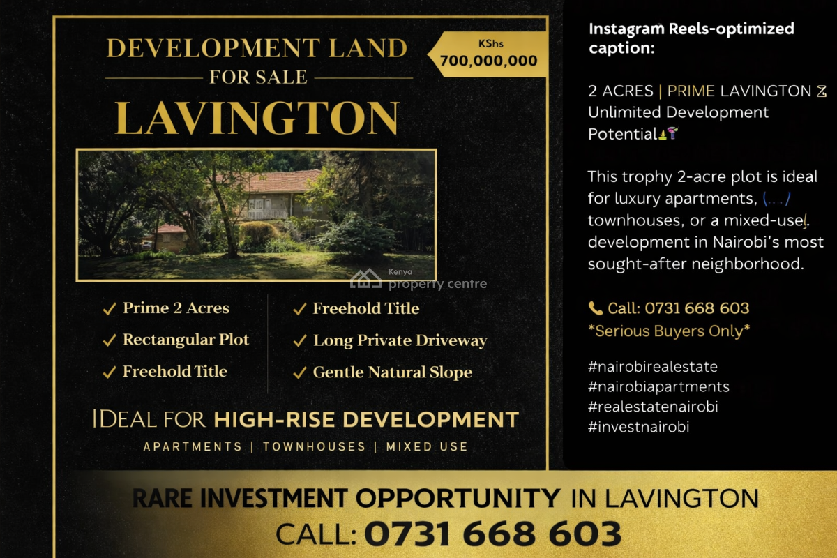 Land, Lavington, Nairobi, Commercial Land for Sale