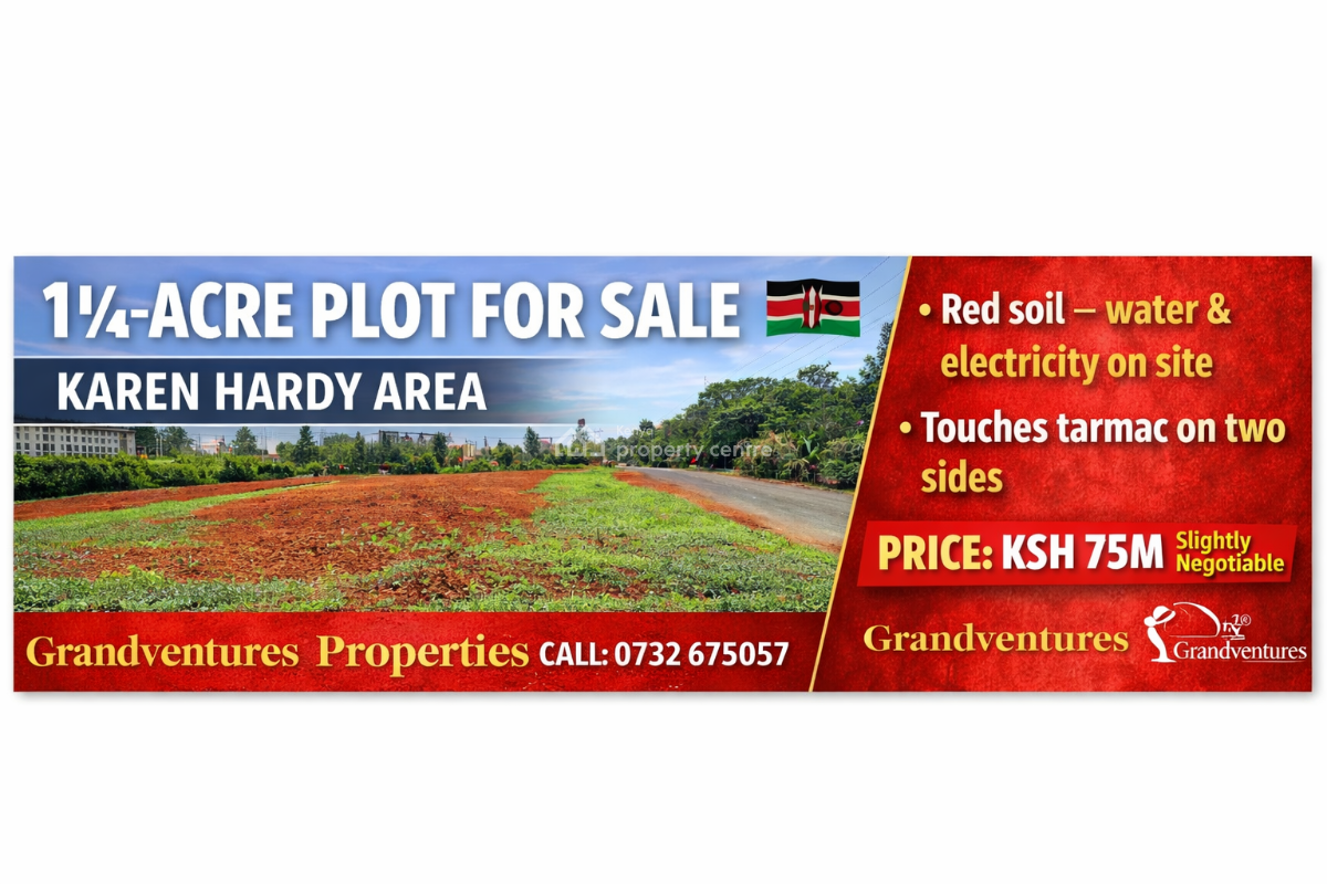 Prime 1¼ Acre Land with Ready Documentation, Hardy, Karen, Nairobi, Land for Sale