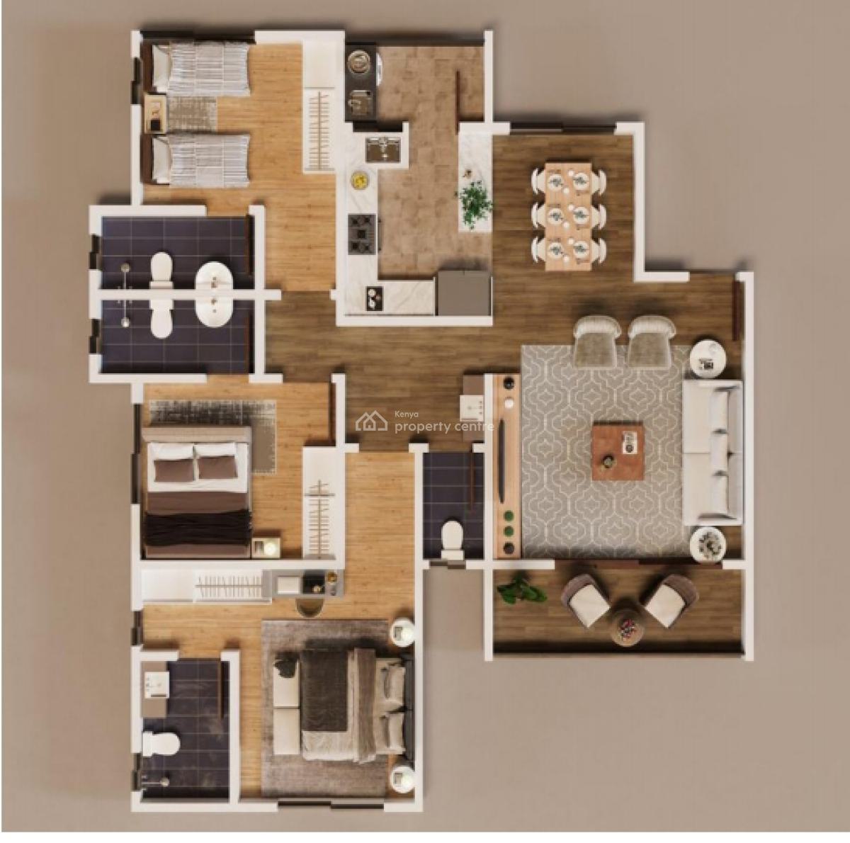 Elegant 3 Bedroom All Ensuite Apartment with Sq, 300 Meters From Waiyaki Way, Kinoo, Kiambu, Apartment for Sale