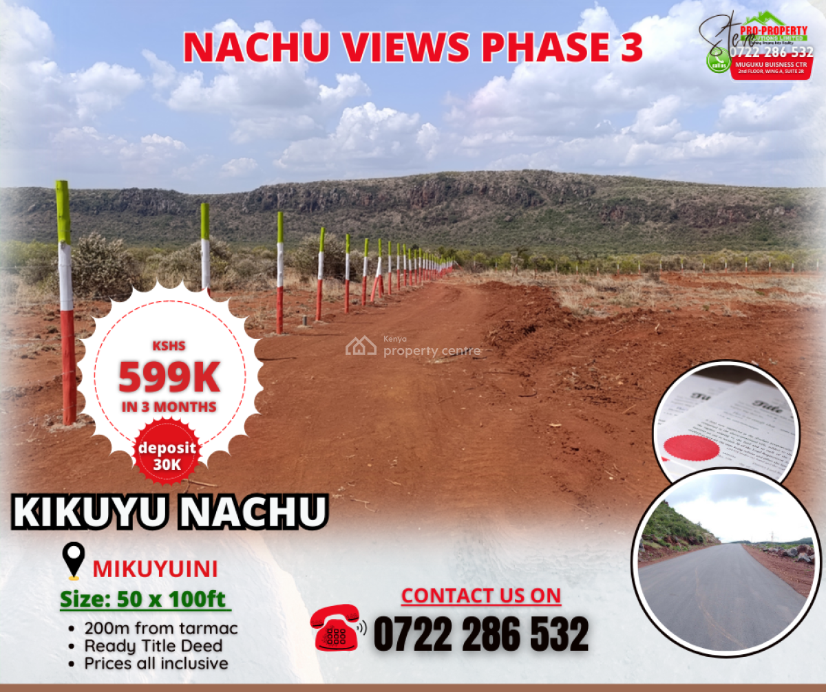 Affordable Kikuyu Mikuyuini Plots 200m From Tarmac, Kikuyu, Mikuyuini, Nachu, Kiambu, Land for Sale