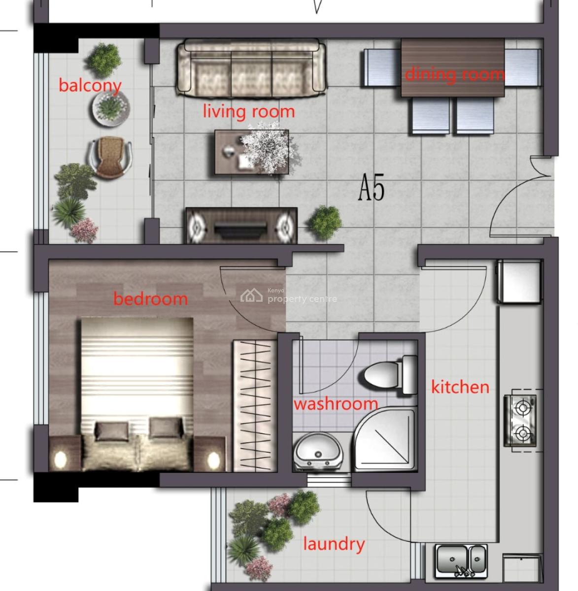 Off Plan 1 Bedroom with Closed Kitchen -lido Garden (show House Ready), Chania Avenue Road, Kilimani, Nairobi, Apartment for Sale