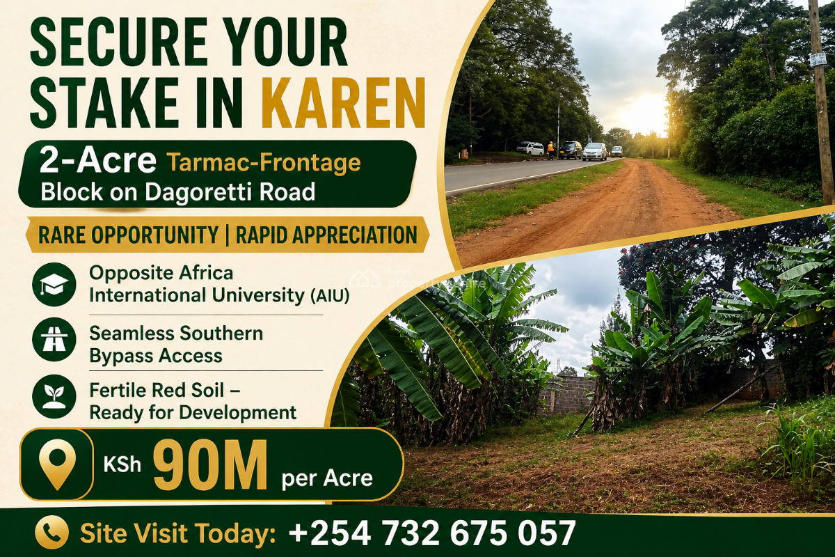 Prime 2 Acres Land Touching Tarmac, Touching Dagoretti Road, Karen, Nairobi, Land for Sale