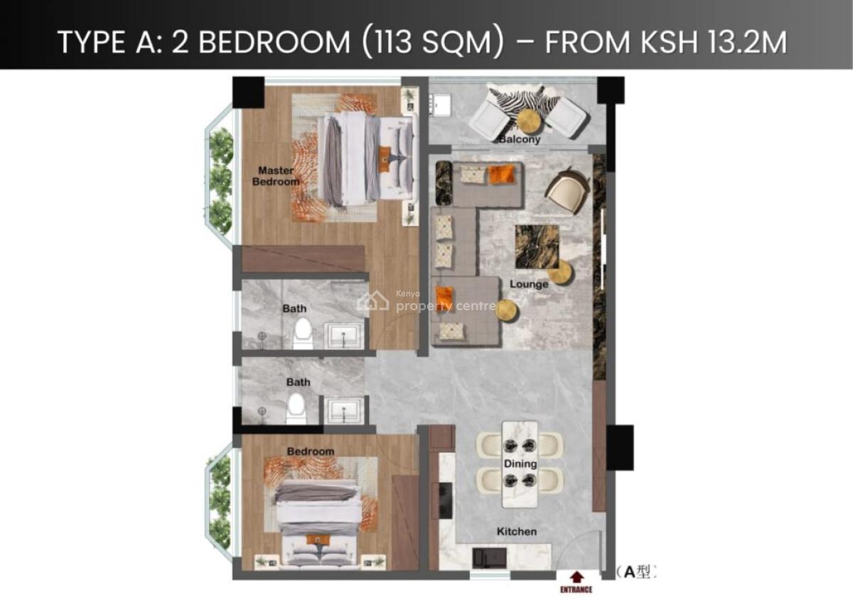 Luxury 1,2 and 3 Bedroom in Riverside, Westlands, Nairobi, House for Sale