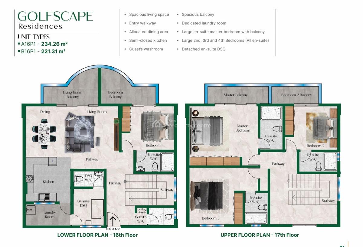 Golfscape Modern Apartments, Ngong Road, Kilimani, Nairobi, Apartment for Sale