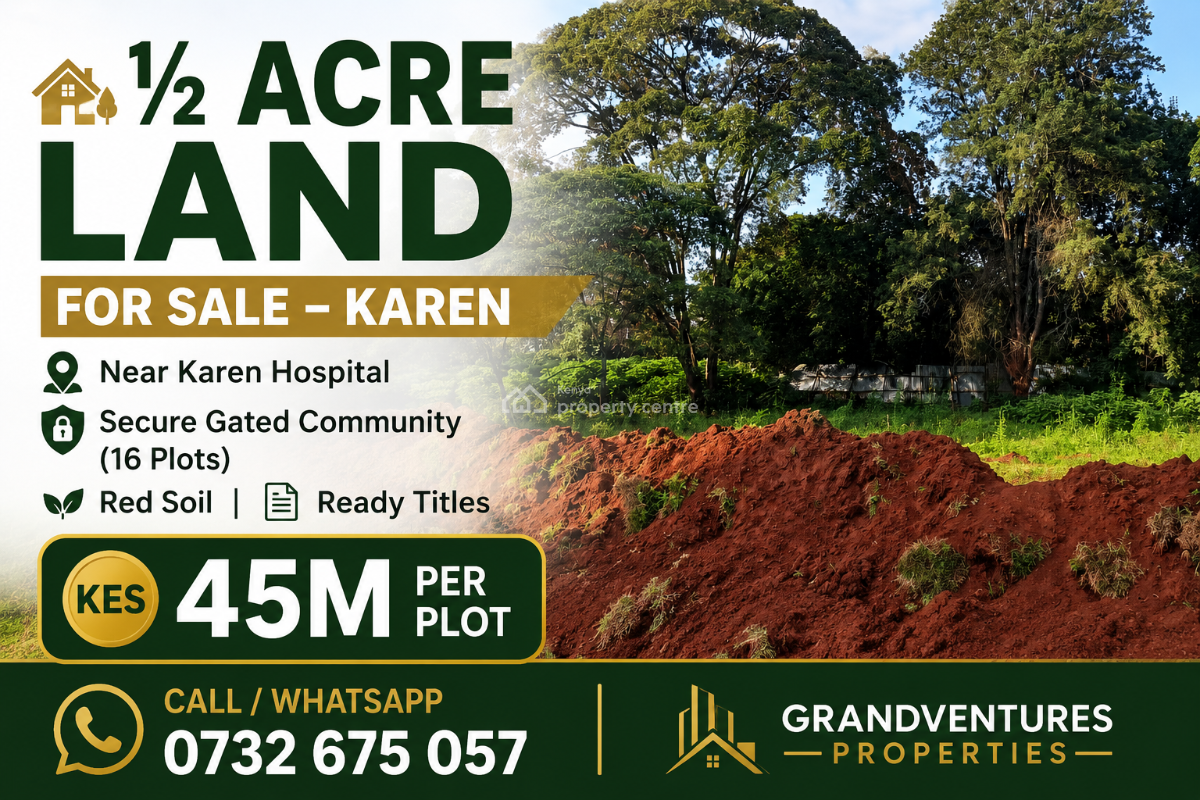 Prime 0.5-acre Residential Plots in Gated Community, Along Langata Road Near Karen Hospital, Karen, Nairobi, Land for Sale