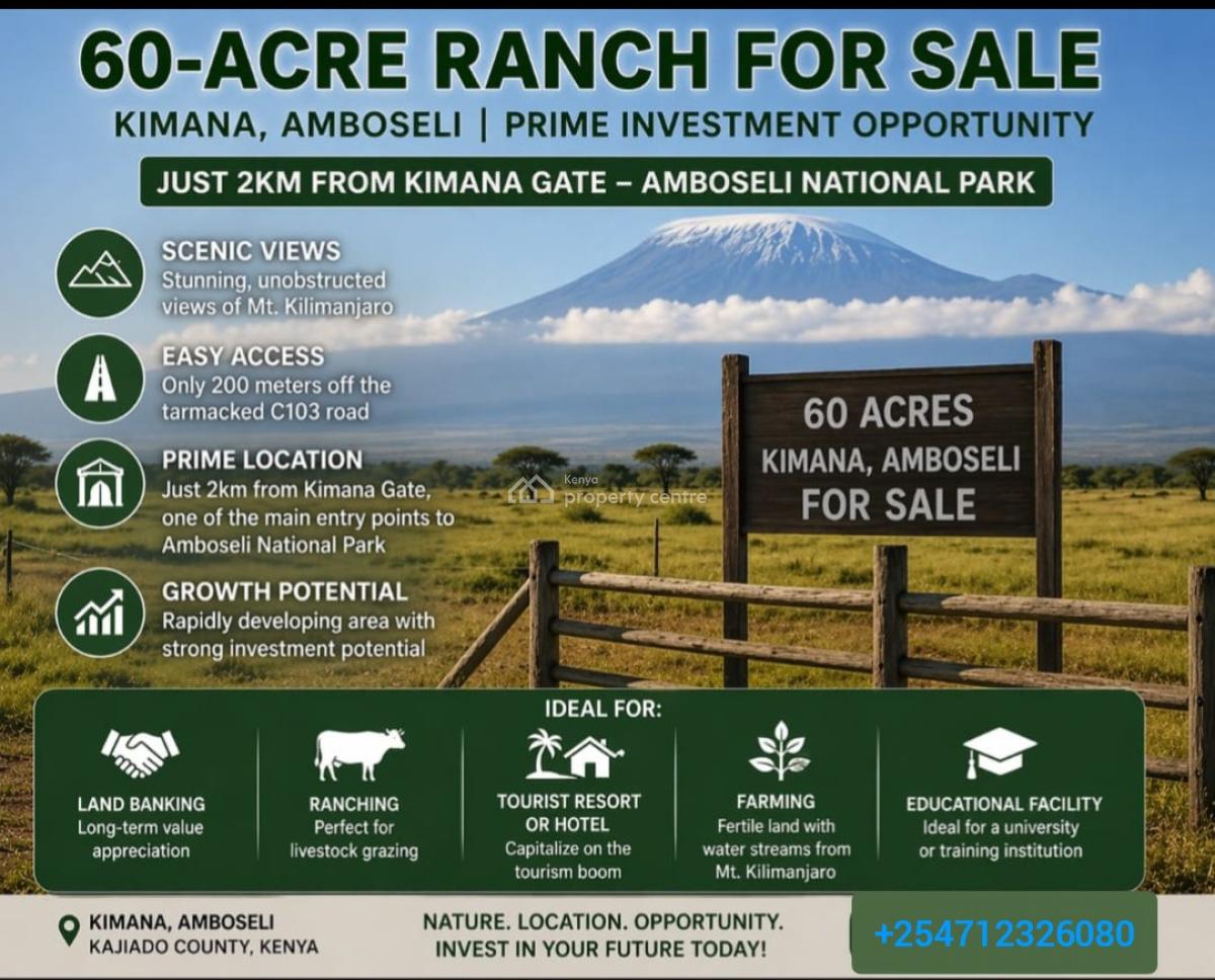 Amboseli/kimana 60 Arcs Ranch, C103 Amboseli/tsavo Road, Kimana, Kajiado, Mixed-use Land for Sale
