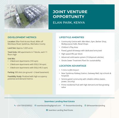 Ellan Park Luxury Apartments: Urban Living Near Jkia  Modern High-rise, 400m Off Mombasa Road, Syokimau/mulolongo, Machakos, Residential Land Joint Venture