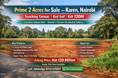 Prime 2 Acres Touching Tarmac, Karen End, Karen, Nairobi, Land for Sale
