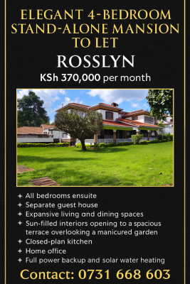 Rosslyn, Rosslyn, Rosslyn, Westlands, Nairobi, Townhouse for Rent