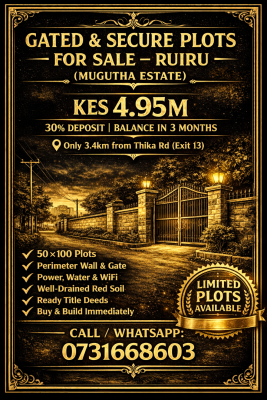 Ruiru (mugutha Estate), Ruiru (mugutha Estate), Ruiru, Kiambu, Residential Land for Sale
