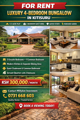 Luxury 4-bedroom Bungalow in Kitisuru, Kitisuru, Kitisuru, Nairobi, Townhouse for Rent