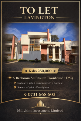 5 Bedroom, Lavington, Nairobi, Townhouse for Rent