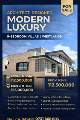 Brand New 5-bedroom Modern Villas, Westlands, Nairobi, Townhouse for Sale
