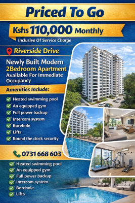 a Newly Built, Modern 2-bedroom Apartment, Riverside Drive, Eastleigh South, Nairobi, Apartment for Rent
