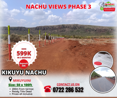 Affordable Kikuyu Mikuyuini Plots 200m From Tarmac, Kikuyu, Mikuyuini, Nachu, Kiambu, Land for Sale