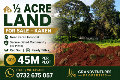 Prime 0.5-acre Residential Plots in Gated Community, Along Langata Road Near Karen Hospital, Karen, Nairobi, Land for Sale