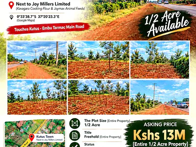 Strategically Located 1/2 Acre Land — Embu–kutus Tarmac Road, Kerugoya, Kirinyaga